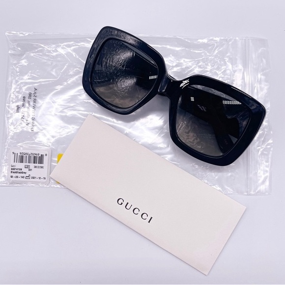 New Authentic GUCCI Gradient Grey Square Ladies Sunglasses GG0141SN 001 53 - Picture 11 of 11